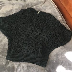 Black crochet dolman knit top